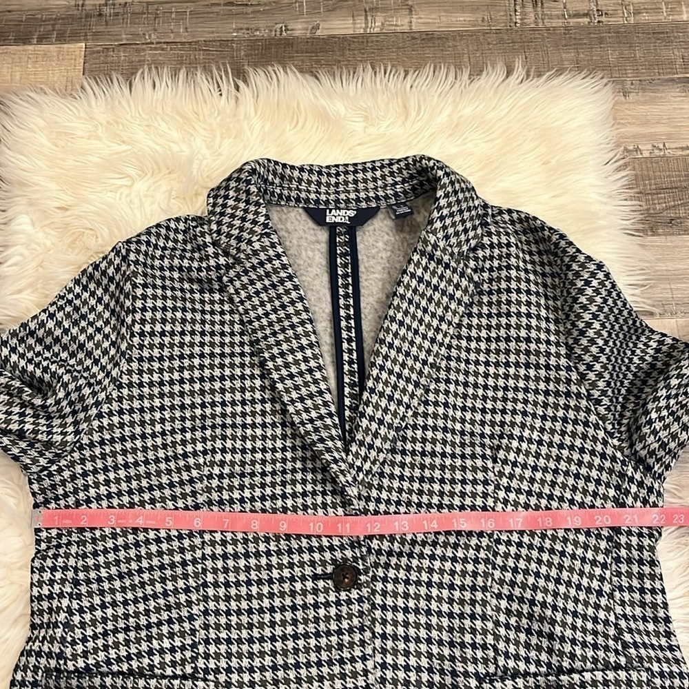 NWOT Lands’ End sweater fleece one button houndstooth blazer jacket XL - Picture 8 of 11
